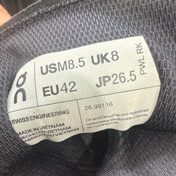 On Cloud Nova Running Men's Black and White Sneakers - Picture 8 of 8